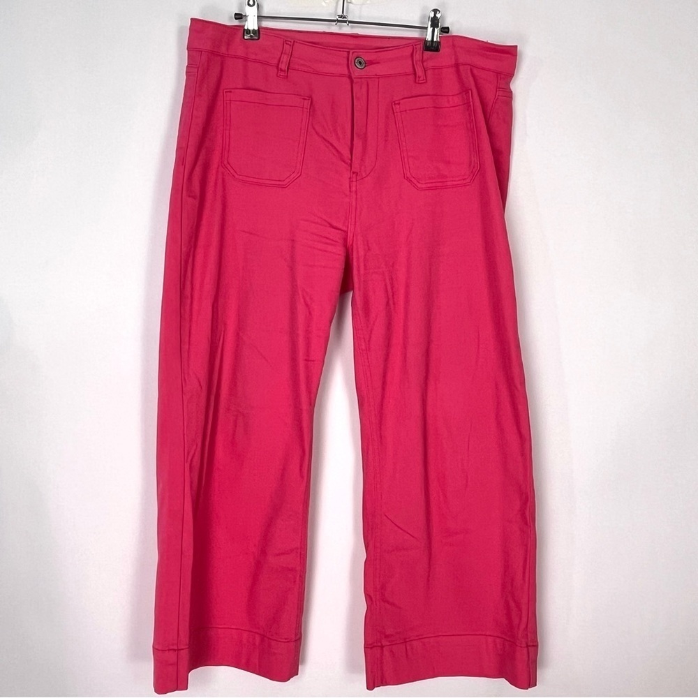 Women’s Pink Wide Loose Leg Cropped Pink Denim Jeans Pants Sz XL